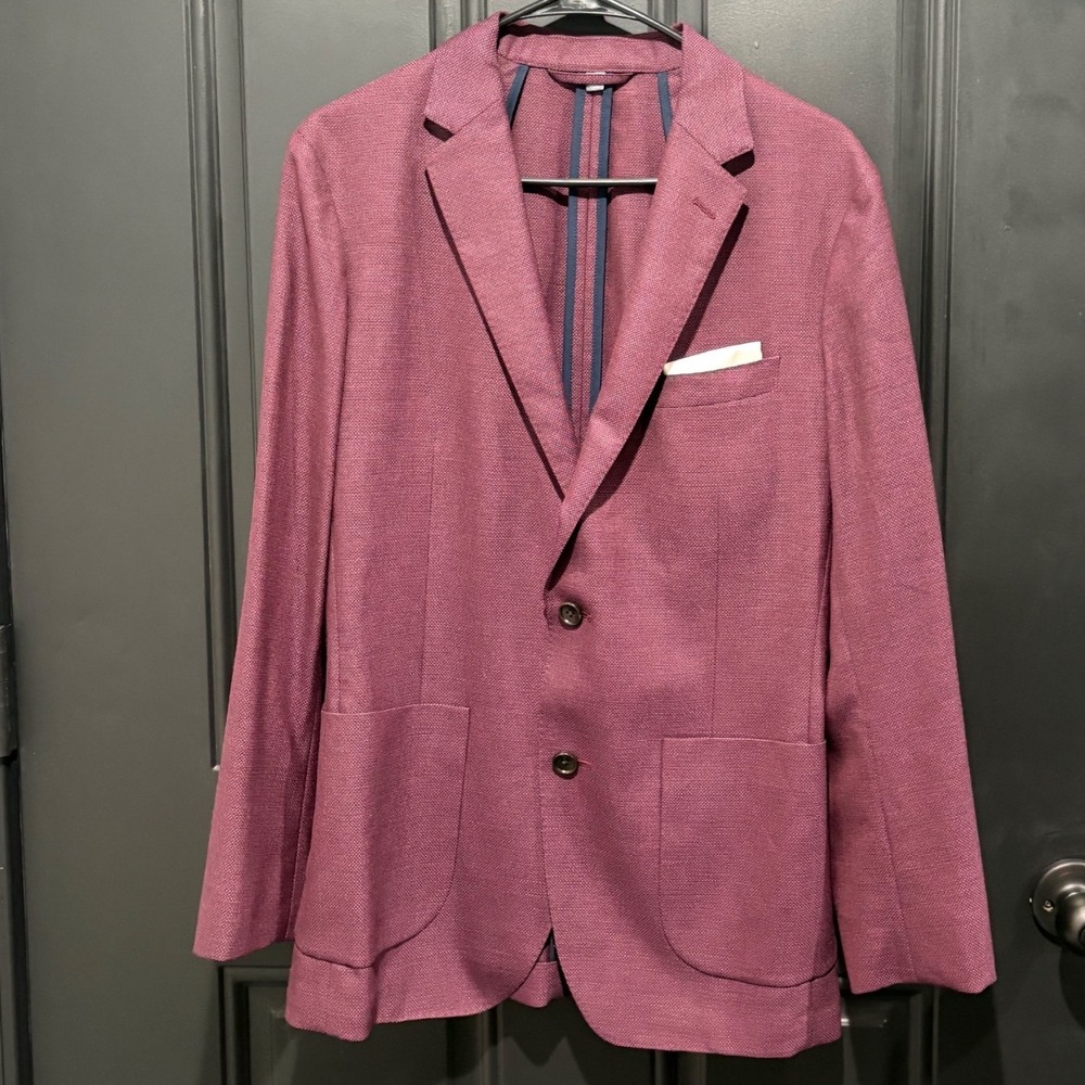 Bonobos Slim Fit Blazer Vitale Barberis Canonico Italian Wool Burgundy 38R